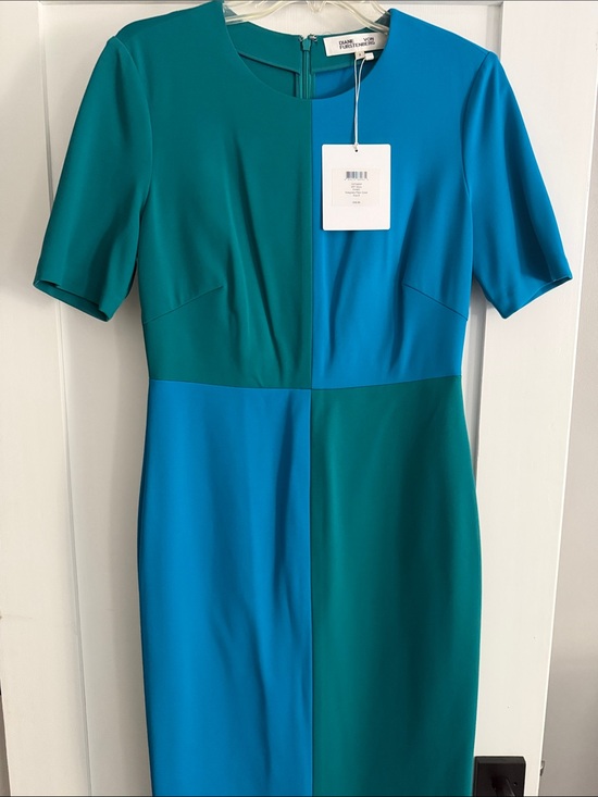 Diane Von Furstenberg Dresses & Skirts - Diane Von Furstenberg Teal & Blue Colorblock Midi Dress